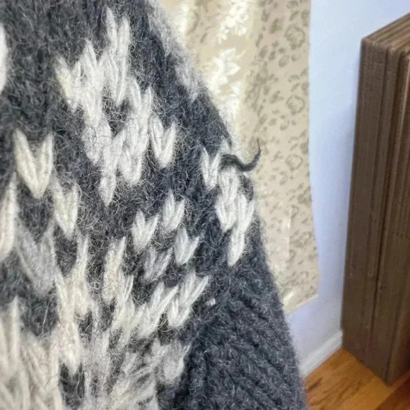 Vintage Mzgz Button Up Chunky Button Up Knit Grey Sweater Size L - Picture 7 of 7